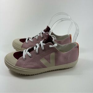 Veja Pink and Cream Retro Sneakers with Suede Finish
